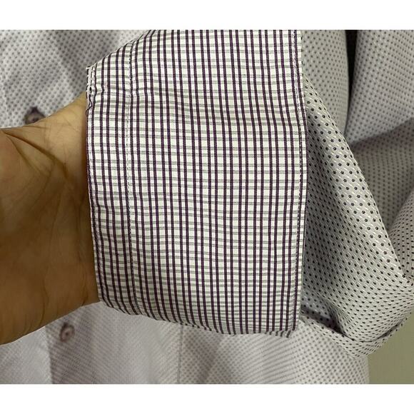 Stone Rose Shirt Men’s 7/XXXL Dress Button Front Flip Cuff Print Lavender Dot - Picture 3 of 7